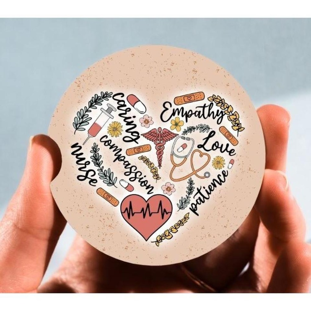Set of 2 Car Coasters, Caring Empathy Nurse Car Coaster, Neoprene Car Coaster‎